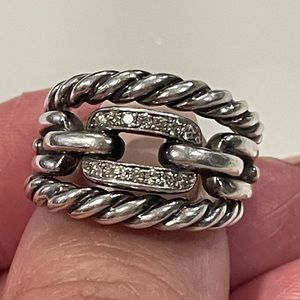 David Yurman Wellesely Three Row Ring with Diamonds